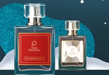 Dwa flakony perfum Paris Perfumes z kalendarza, 50 ml i 30 ml